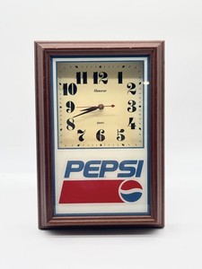 Vintage Hanover Pepsi Hanging Wall Clock 80’s Logo 14.5” X 10” Tested/Works