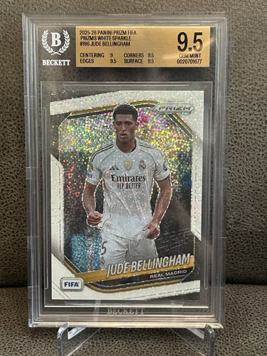 🔥Jude Bellingham 2025-26 Panini Prizm FIFA White Sparkle Prizm SP #196 BGS 9.5