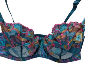 Aubade Paris 34D Cura Teal Lace Underwired Bra Half Cup BNWT RRP &pound;90 C5
