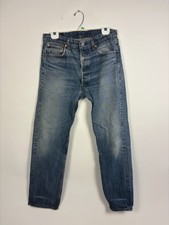 Levis 501 Jeans USA Made W36 L34 Distressed Faded Blue Denim Vintage