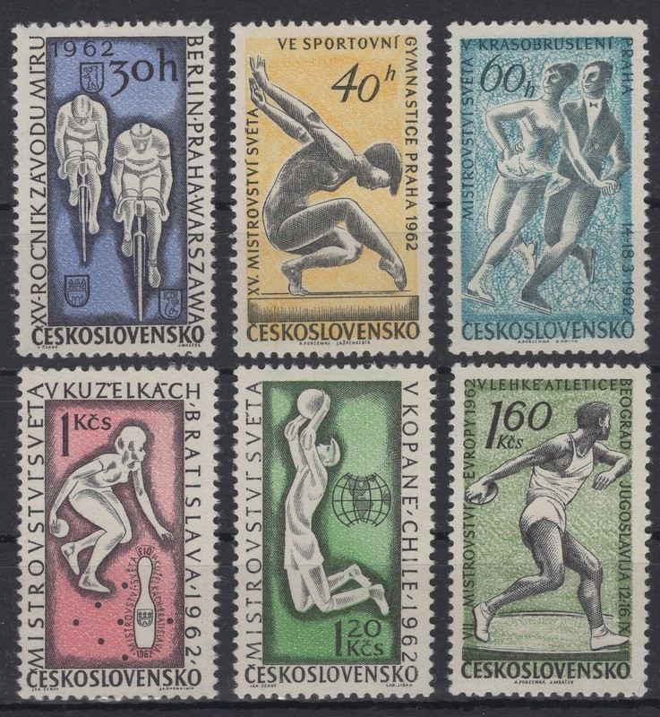 Czechoslovakia 1962. Various 1962 sports events. Scott # 1091-1096. MNH, VF