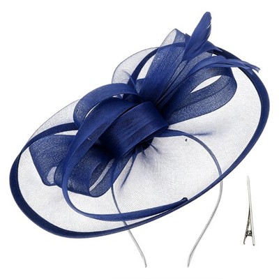 Fascinator Feather Flower Veil Hair Clip Hat For Women Wedding Party Teas Event