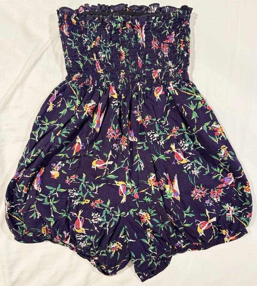 Mameluco vintage Y2K Fire Los Angeles tropical sin tirantes busto acanalado dobladillo burbuja S Foto 2 de 4