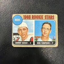 1968 Topps #247 Johnny Bench Ron Tompkins Rookie Stars Card Creased Reds Good