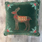 Beaded Christmas Reindeer Velvet Pillow 16x16 — photo 1