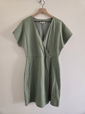Madewell Sage Green Faux Wrap Dress Large Coastal Euro Summer Quiet Luxury Alo