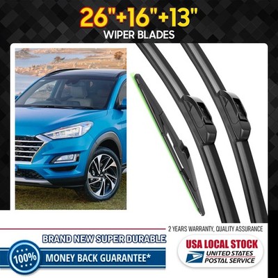 Front and rear windshield wiper blades conforming to glass radian 26 ''+16''+13 ''