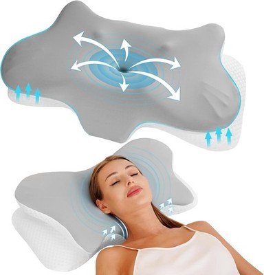Ergo Pillow for Sleep Apnea, Neck Pain, and Snoring Relief, Standard, Gray