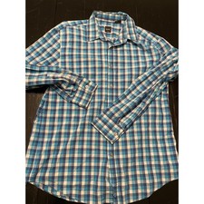 BOSS Hugo Boss Men's Slim Fit Blue Plaid Long Sleeve Button Down Shirt XL