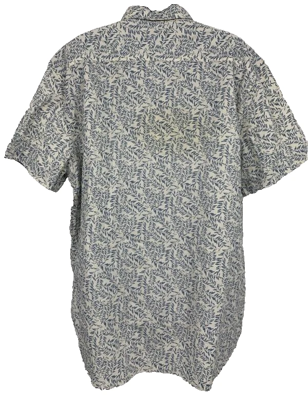 Camisa Lee Para Hombres XL Extra Grande Azul Blanco Manga Corta Hoja Cuello Tropical Nueva Foto 4 de 4