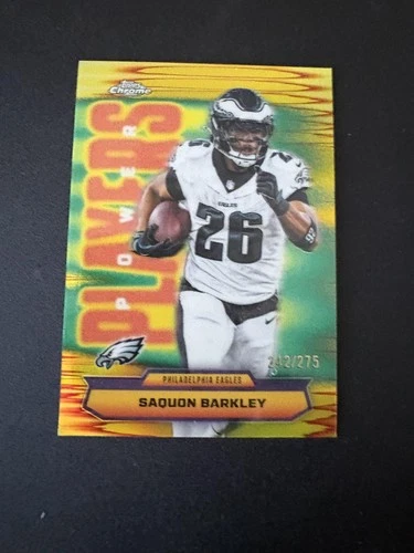 2025 Topps Chrome #PP-13 Saquon Barkley Power Players Yellow Refractor #/275