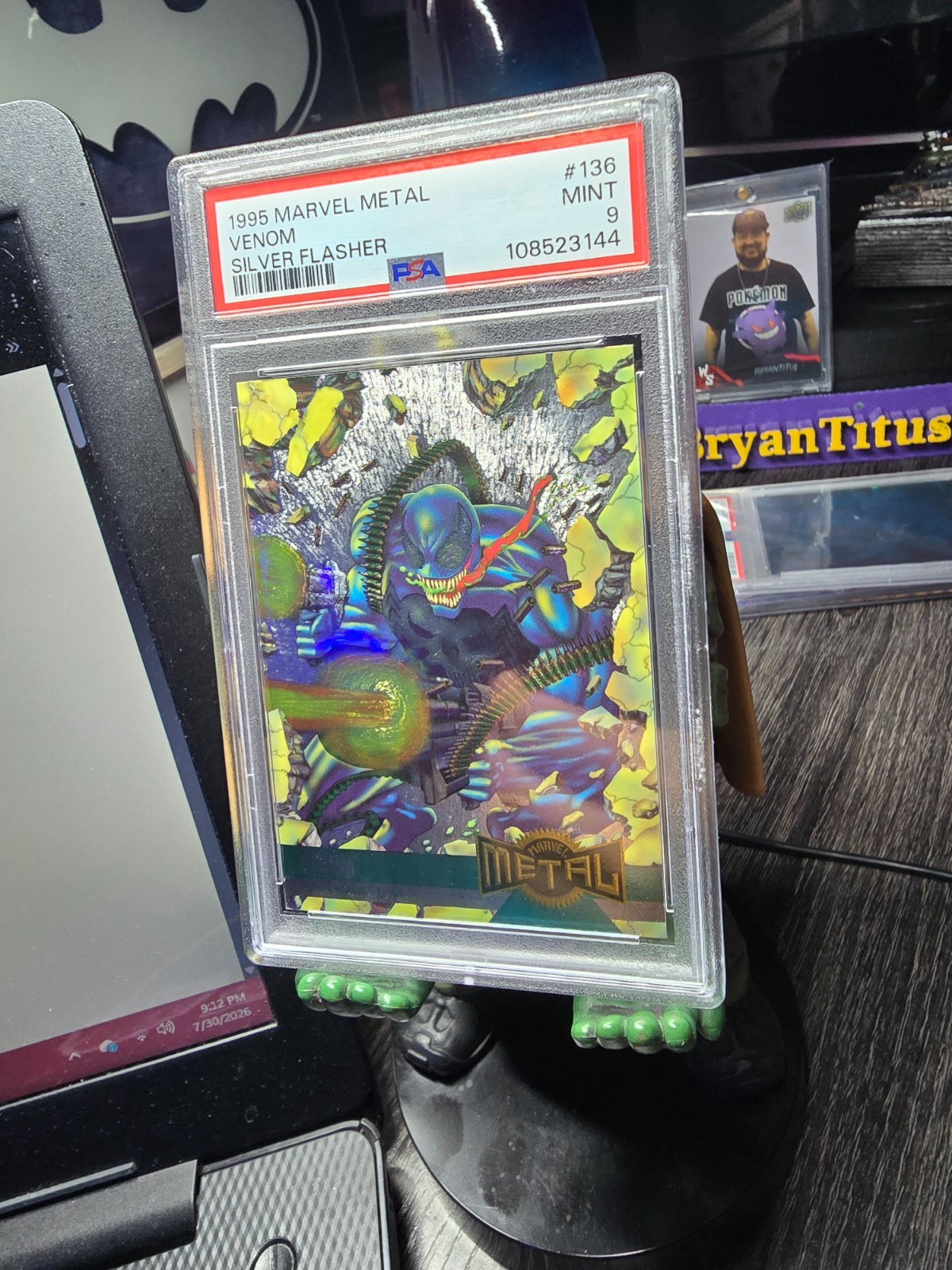 1995 Venom Marvel Metal Silver Flasher Alternate M #136 PSA 9 Mnt Pop 12 4Higher view 5