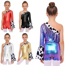 Kids Girls Dancewear Sequins Costume Training Leotard Modern Ballet Exercise