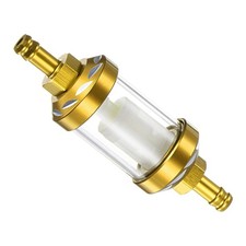 Universal In Line Petrol Fuel Gasoline Oil Filter, Gold Tone