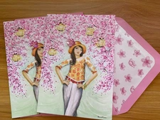 Papyrus Bella Pilar Cherry Blossom Girl Blank Cards (2), New Open Box