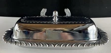 Vintage Irvinware Chrome Butter Dish with Lid Rope Border Ornate Retro Kitchen