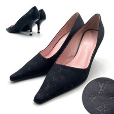 Louis Vuitton Monogram Pumps Black Heels Authentic Japan Excellent Auth 041614