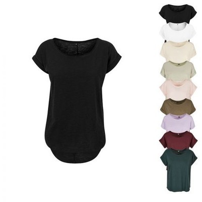 Build Your Brand Damen T-Shirt Top Oberteil Langes Kurzarm Rundhals Tee Shirt XS