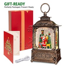 Christmas Snow Globes Lantern with Music, Santa Claus Scene Snow Globes with...