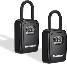 Kwikset Portable Key Storage Lock Box, Resettable 4-Digit Combination Lock, 3-1/