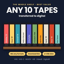 10 Tapes to Digital Bundle &ndash; VHS, VHS-C, MiniDV, Hi8 Mix to MP4 on USB Stick UK