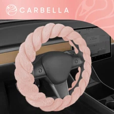 Pink Car Steering Wheel Cover for Women Furry Twisted Fuzzy Fur