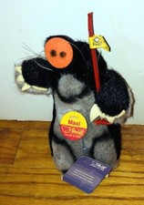 Original Steiff Mole Maxi Vintage Stuffed Animal Plush Rare Tag Ear Button