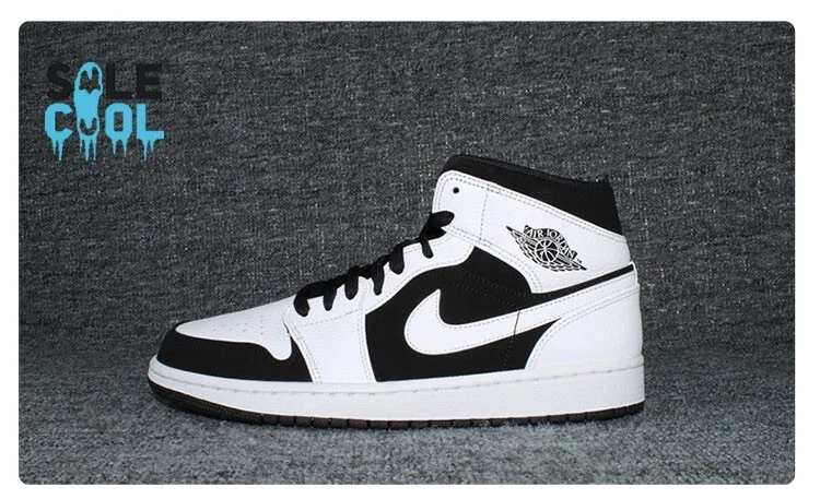 Nike Air Jordan 1 Retro Mid Esmoquin Negro Blanco Para hombres Tenis Zapatos 554724-113 Foto 2 de 4