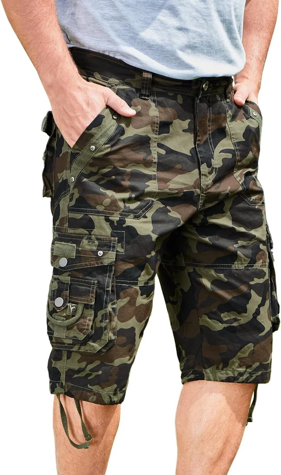 Pantalones cortos de carga Ripstop largos para hombre pierna recta algodón sarga ropa de trabajo al aire libre Foto 3 de 4