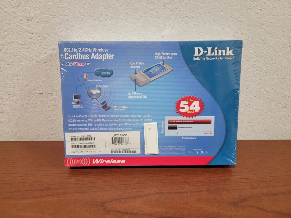 D-LINK AirPlus G 802.11g/2.4 GHz Wireless Cardbus Adapter for Laptop (DWL-G630) - Image 2 of 4