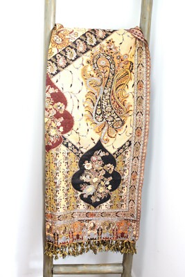  Rebozo style Gold Shawl Batik Henna print Shawl Beach Shawl Boho Shawl Tribal 