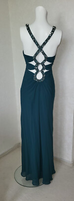 Kleid Abendkleid Damen Größe 32 petrol grün blau Glitzer (Catcher Rücken)