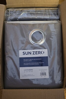 Sun Zero Beacon Woven Blackout  Grommet Curtain 6 Pack 52'' X 95'' Grey