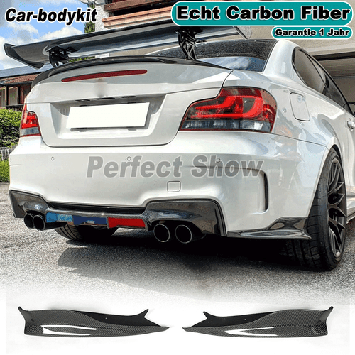 2xCarbon Heck Stoßstangen Splitter Flaps für BMW 1ER E82 1M 11-12 Hinten Spoiler - Bild 1 von 11