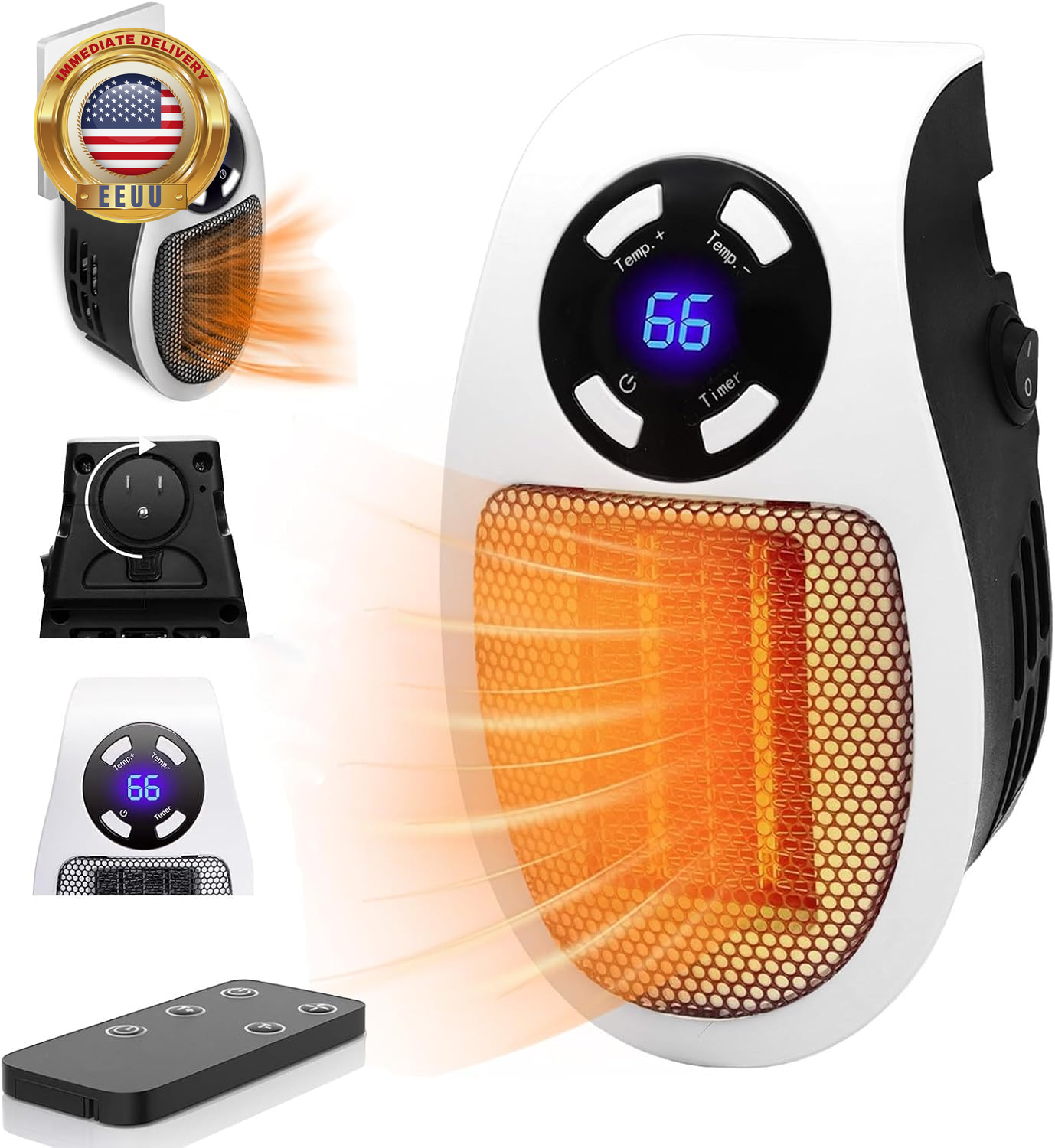 Smart Thermostat Space Heater,450W Portable Electric Small Heater with Timer/Ove-image