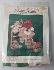 Vintage Teddy Christmas Stocking Kit 10.5"X15" Dick Martin 1984 Daydreams New