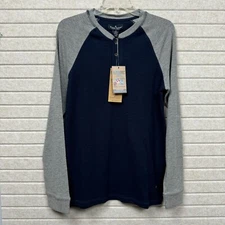 Tailor Vintage Airotec Antiviral Antimicrobial Long Sleeve Henley Gray Navy S