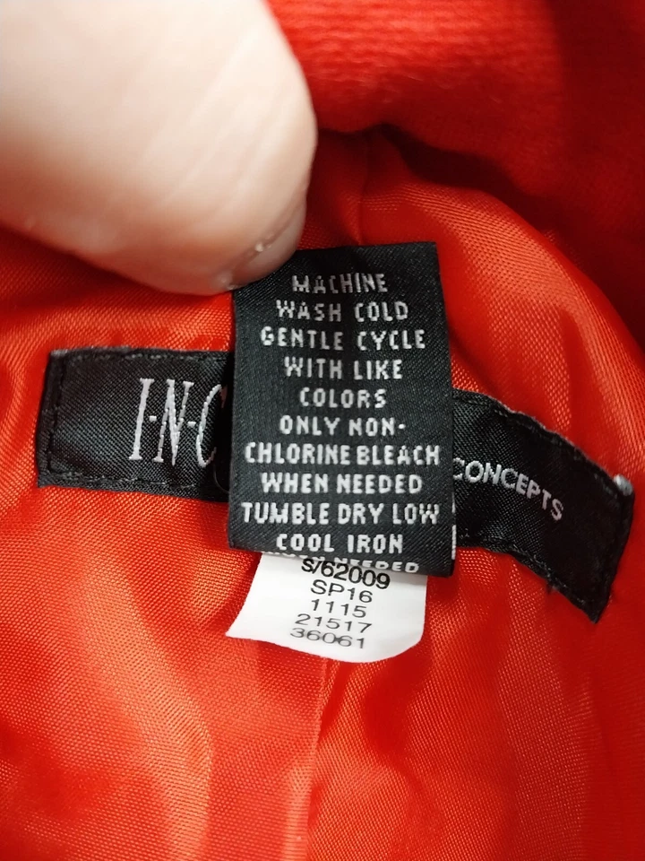 Chaqueta INC International Concepts Mujer Talla Grande Rojo Volantes Forrado Cremallera Abrigo Foto 4 de 4