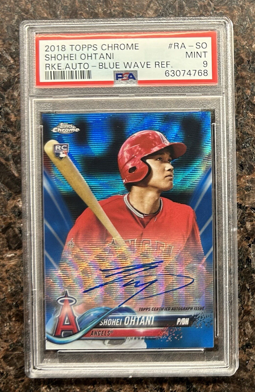 2018 Topps Chrome Shohei Ohtani Auto /150 PSA 9 Blue Wave #RA-SO ROOKIE RC 50/50