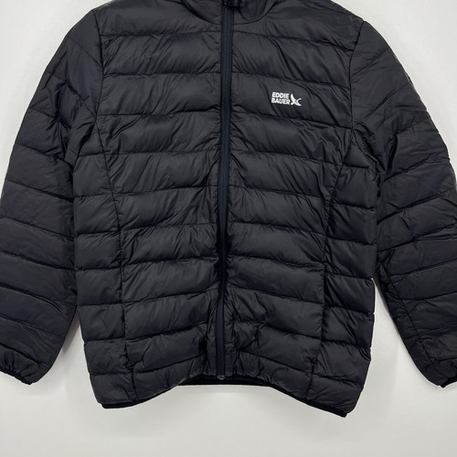 Eddie Bauer Puffer Jacket Kids Youth XL Black Full Zip Pockets 650 Down Fill - Picture 3 of 11