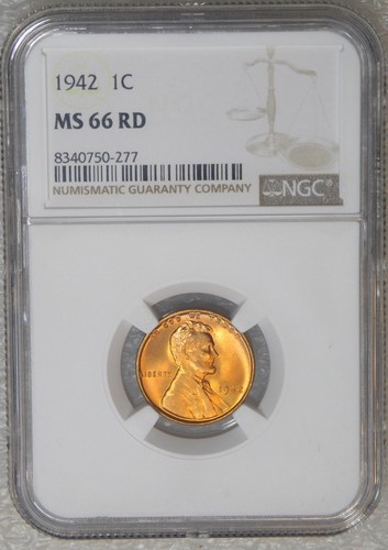 1942 P Lincoln Cent NGC MS66RD Bright Red with Luster PQ New Holder #V97T