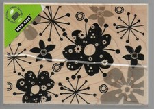 HERO ARTS rubber stamp FLOWER BURST CARD wood mounted