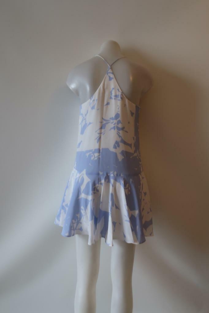 WOMENS CLUB MONACO LIGHT BLUE WHITE FLORAL STRAPPY SILK PULLOVER SHIFT