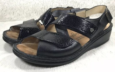 Finn Comfort Fisherman Sandals Womens Leather Buckle Open Toe Black Size 38 | eBay
