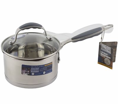 David Burke 1.75 Quart Sauce Pan with Lid Silver Stainless Steel