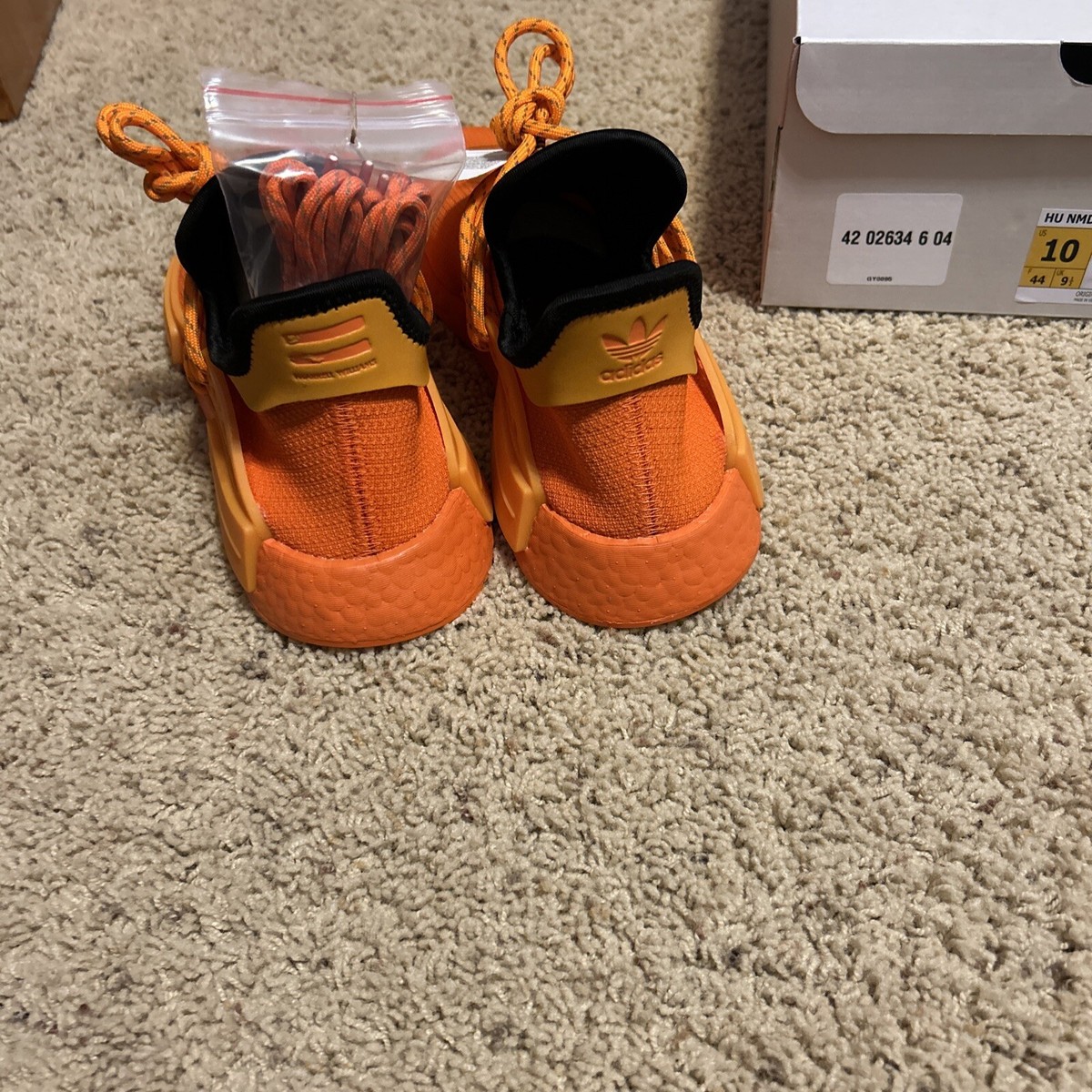 Size:10- Pharrell X Adidas NMD HU (Orange) Shoe. Size 12- Adidas Pharrell x NMD Human Race ULUNTU Orange Nice  main image 4