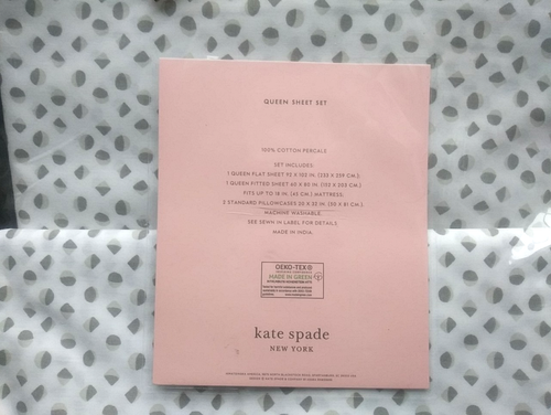 Kate Spade OEKO-TEX Queen Size 4piece Cotton Percale Sheet Set White/Gray NIP! - Picture 4 of 10