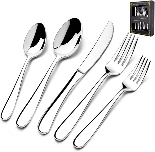 40-Piece Raindrop Silverware Set - Premium Stainless Steel for Elegant Dining - Picture 3 of 9