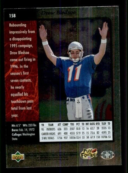 1996 SP #158 Drew Bledsoe. - Image 2 of 2