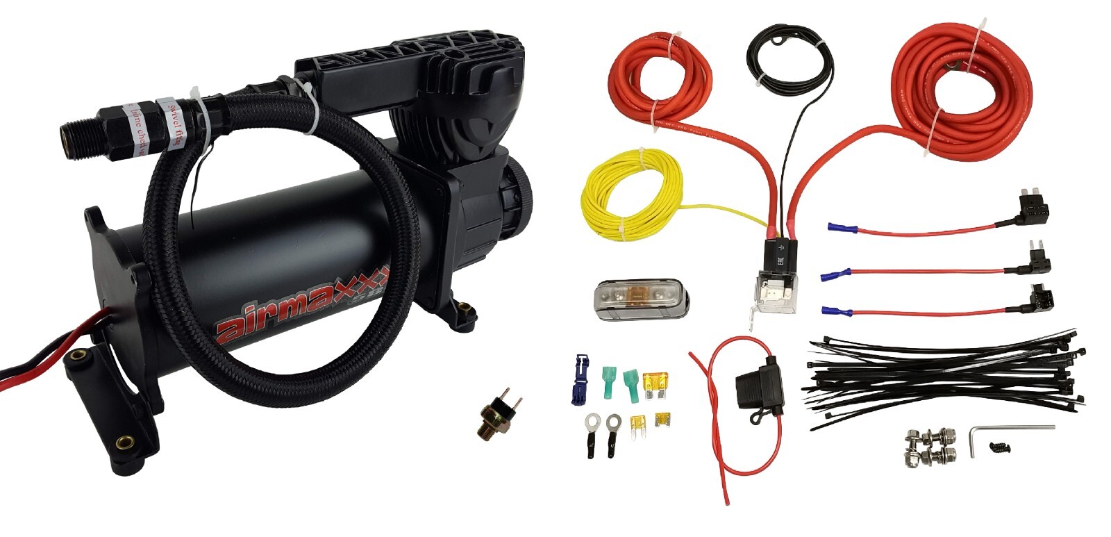 airmaxxx Black 580 Air Compressor Kit w/120-150 Switch & Wiring – Air Ride